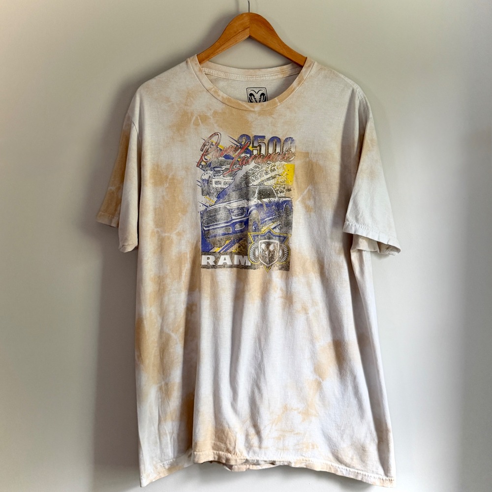 Ram 2500 Laramie Graphic Tee Tan Tie Dye Oversized Truck Shirt Medium